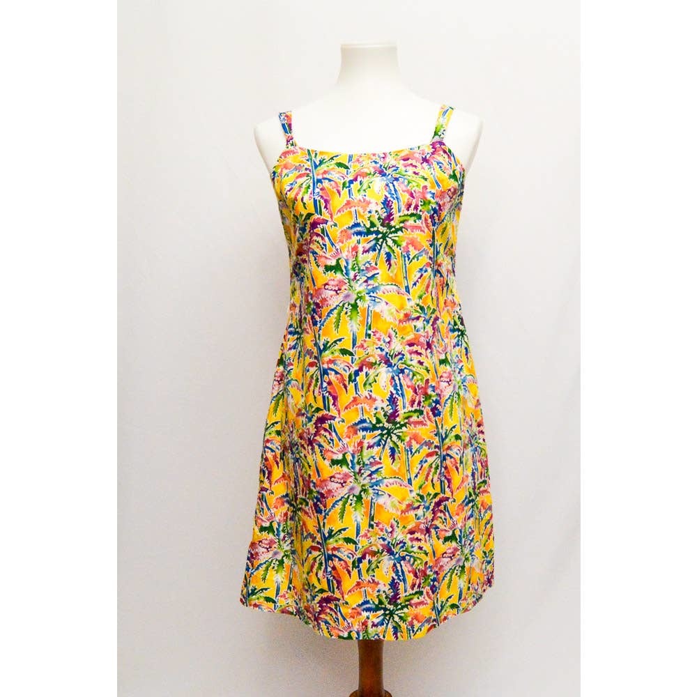 Womens yellow sun dress palm trees
